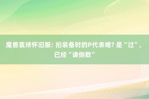 魔兽寰球怀旧服: 拍装备时的P代表啥? 是“过”, 已经“请倒数”