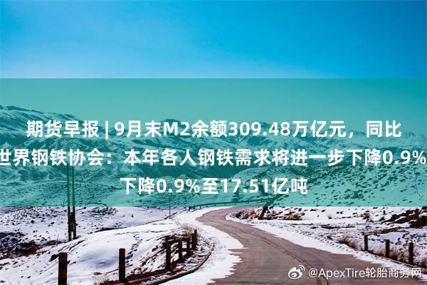 期货早报 | 9月末M2余额309.48万亿元，同比增长6.8%；世界钢铁协会：本年各人钢铁需求将进一步下降0.9%至17.51亿吨