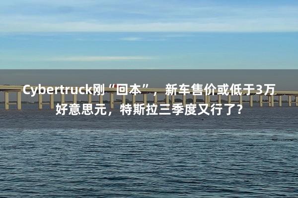 Cybertruck刚“回本”，新车售价或低于3万好意思元，特斯拉三季度又行了？