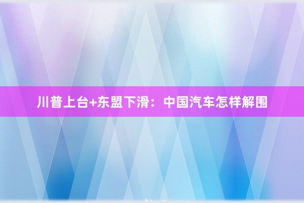 川普上台+东盟下滑：中国汽车怎样解围